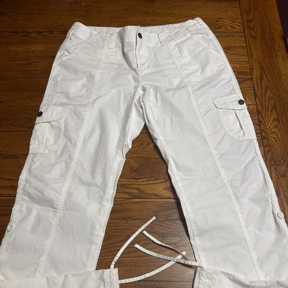 Boston Proper Crop Cargo Wide Leg Pants Black Stretchy Women's Size 12 E12 - Picture 3 of 8